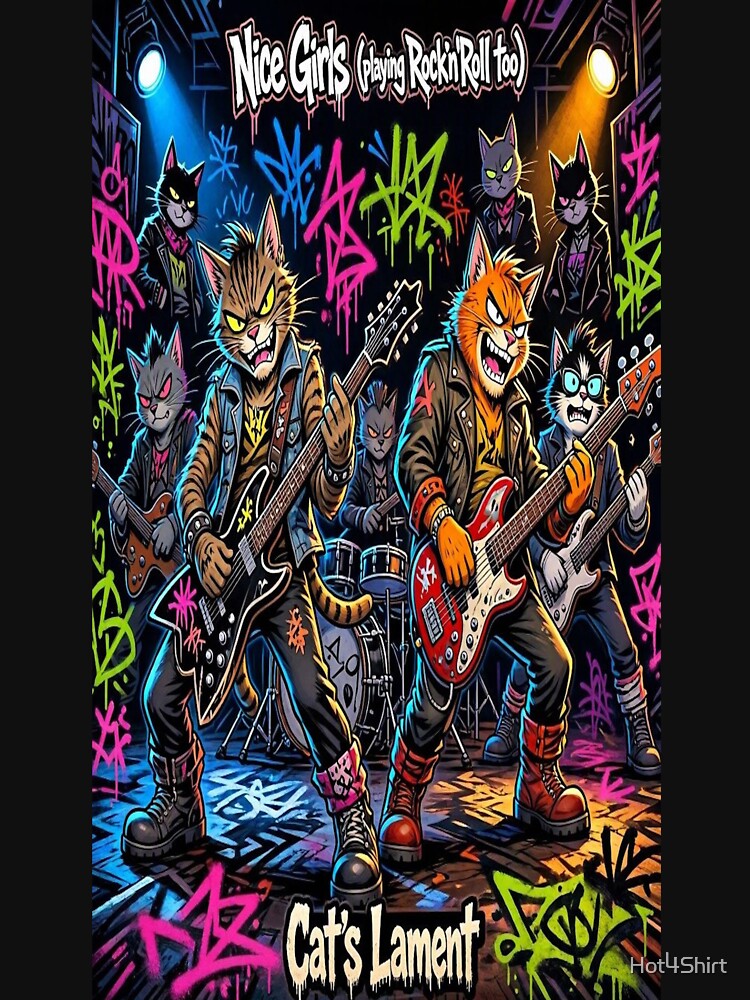CAT'S LAMENT - NICE GIRLS Official Punk Graffiti Cover Art Shirt