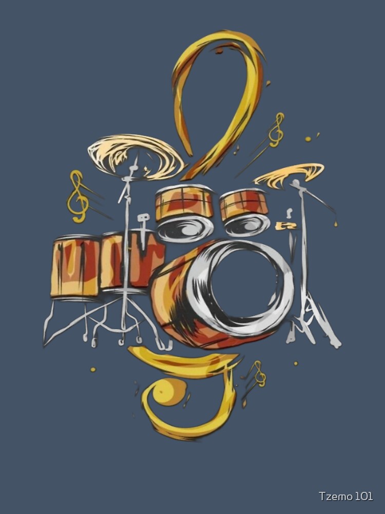 Rhythm Of Art Abstract Drum Set And Treble Clef Fusion Design For Shirt