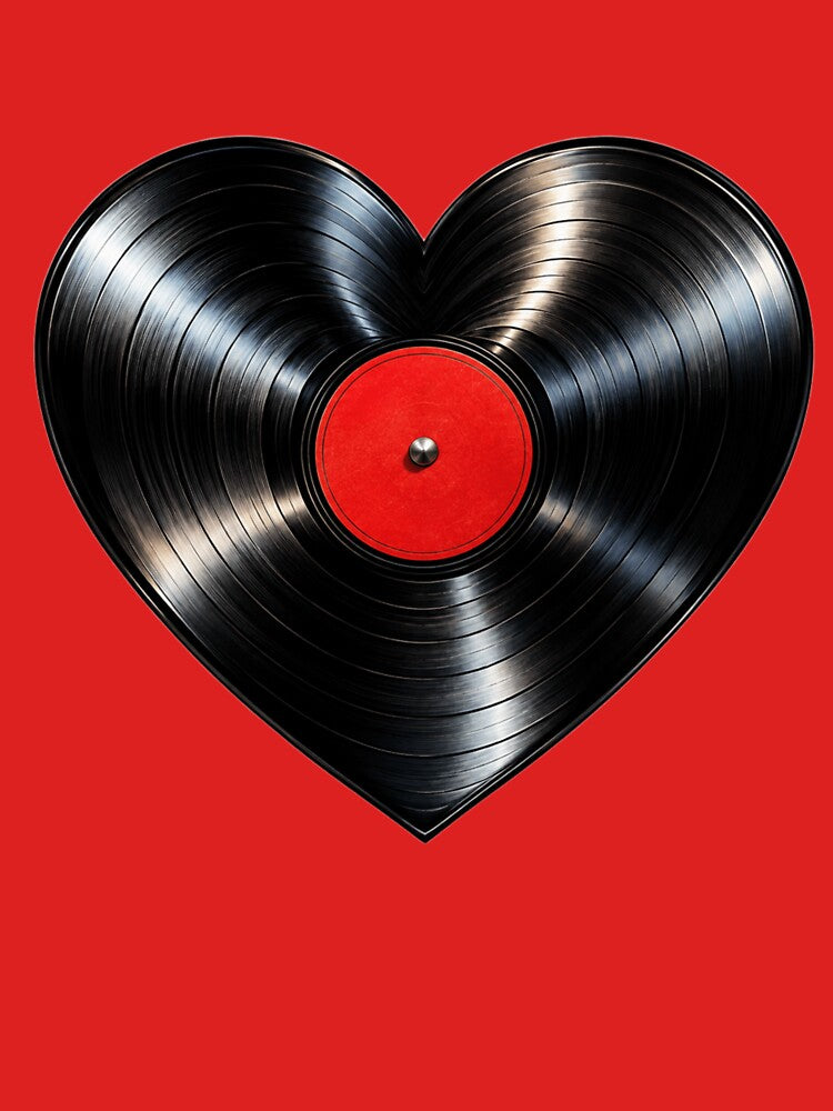 Black Vinyl Record Heart Retro Music Lover Art Shirt