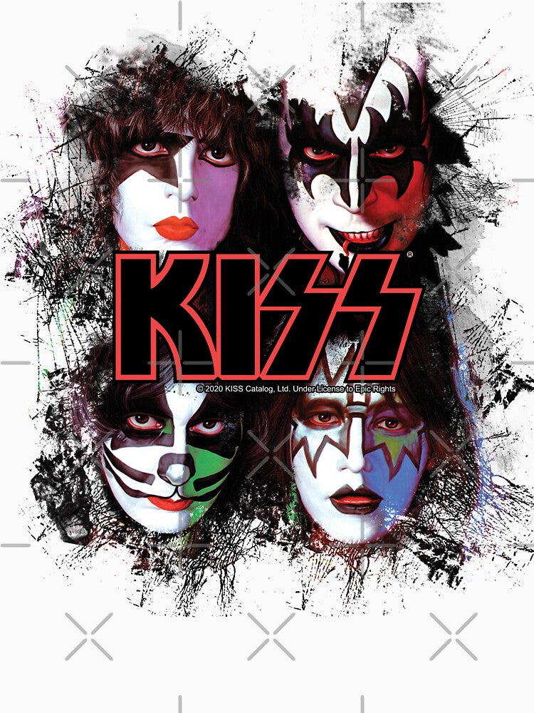 KISS The Band - All Members Faces Brush Effect Shirt