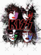 KISS The Band - All Members Faces Brush Effect Shirt