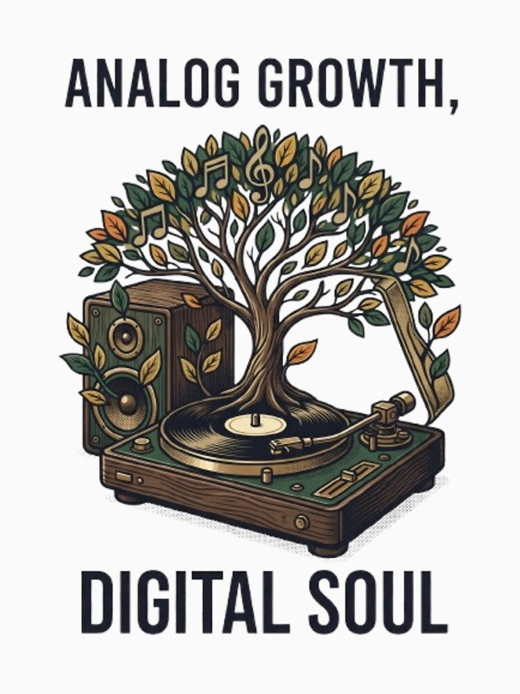 Analog Growth Digital Soul Retro Vinyl Record Player Music Tree Shirt