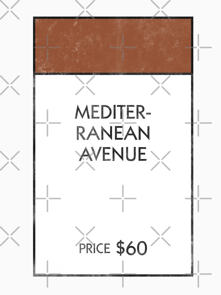Mediterranean Avenue Board Game Property Space Grunge Shirt