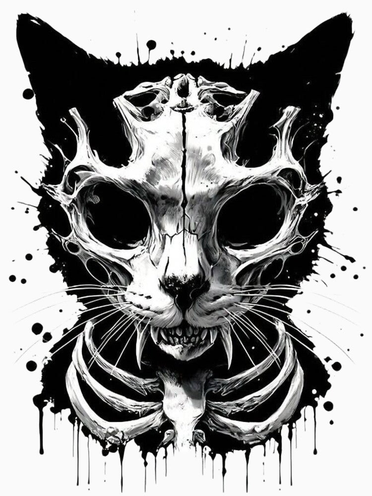 Gothic Skull Cat Design Shirt
