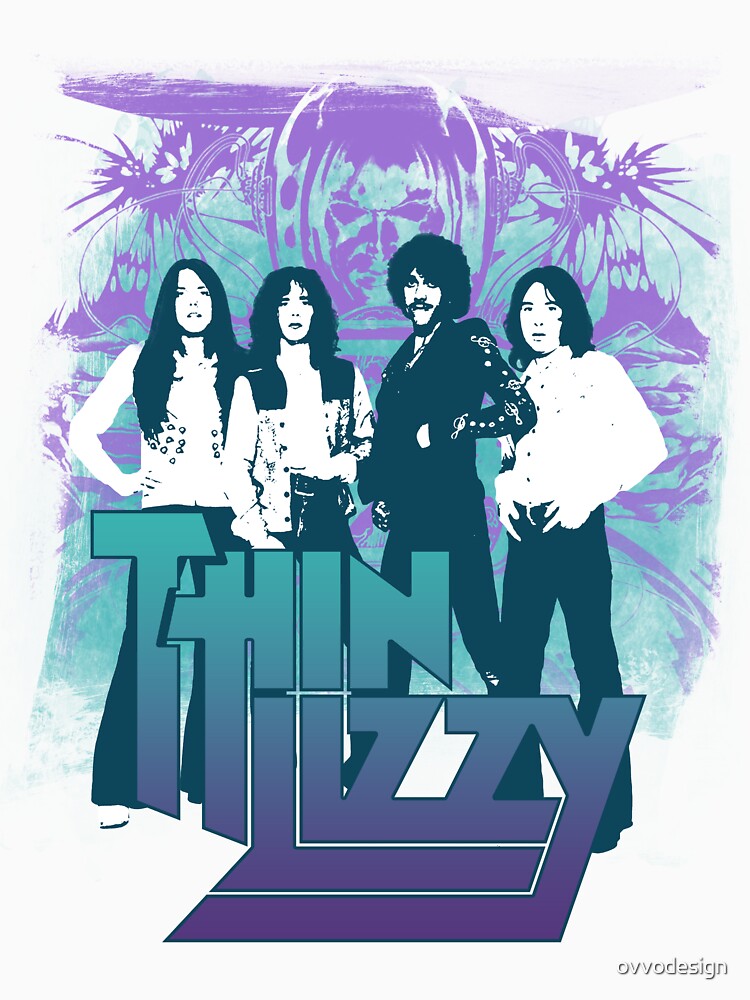 Thin Lizzy 70s Rock Band Graphic Collage Shirt