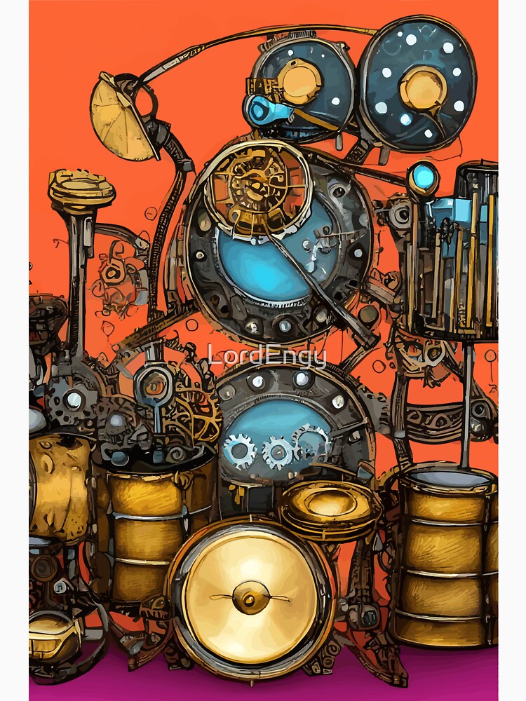 Steampunk Style Abstract Drum Kit Shirt
