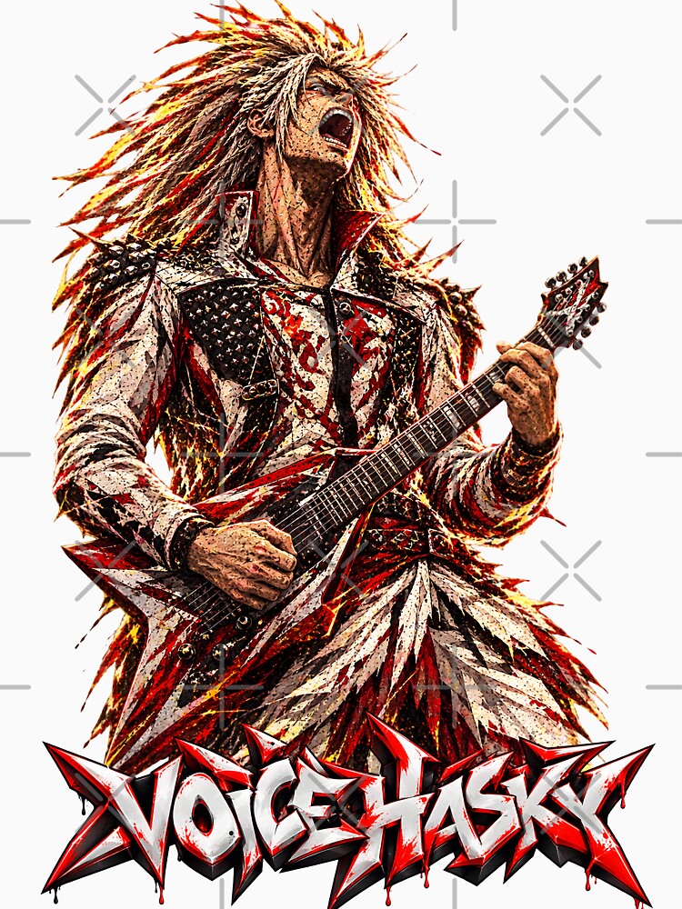 Voice Hasky - Heavy Metal Anime Guitarist Illustration Shirt