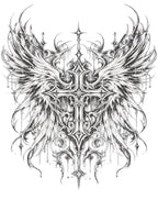 Gothic Angel Wings Cross Shirt