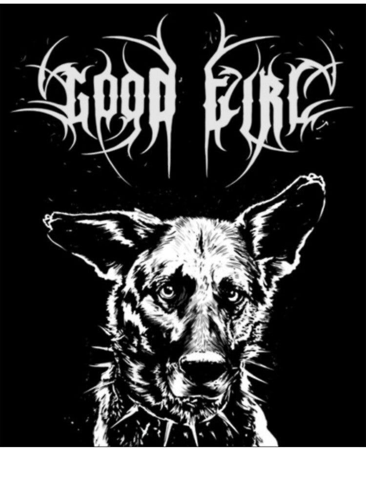 Good Girl Black Metal Dog Typography Shirt
