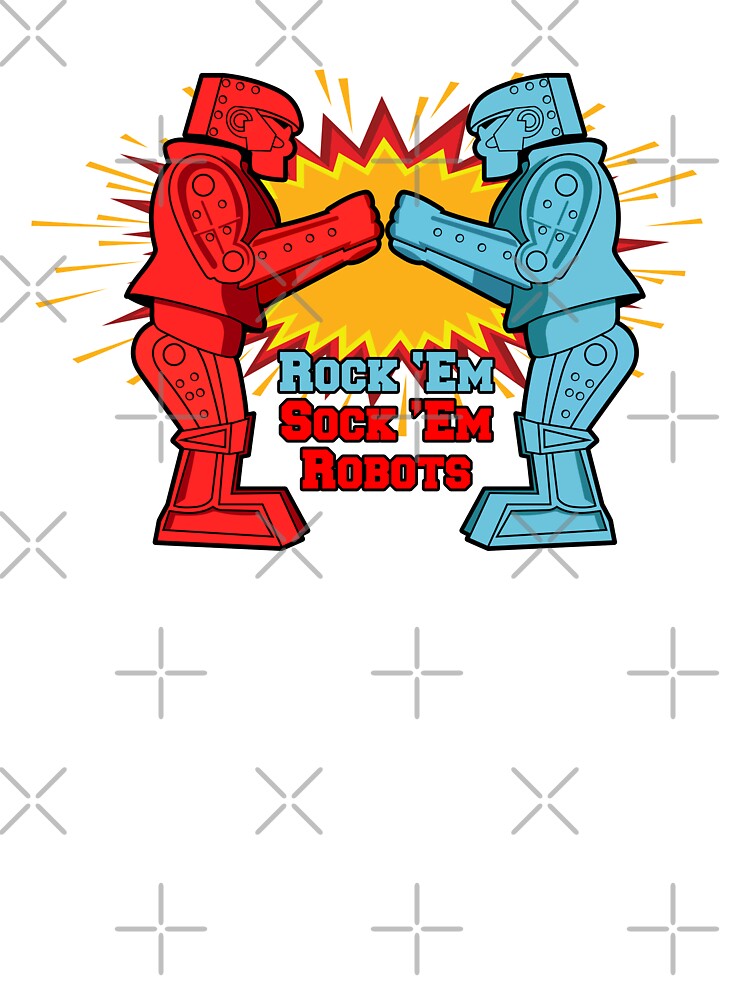 Retro Rock Em Sock Em Fighting Robots Graphic Art Shirt