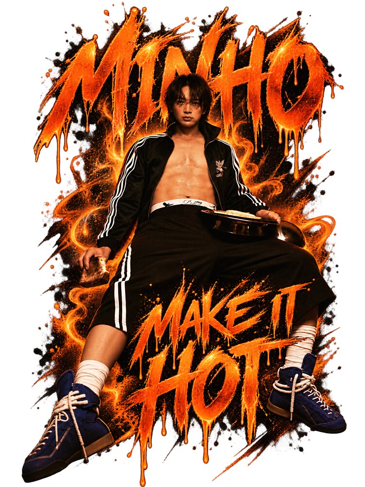 Edgy Y2K Orange Typography Minho Photo Visual Shirt