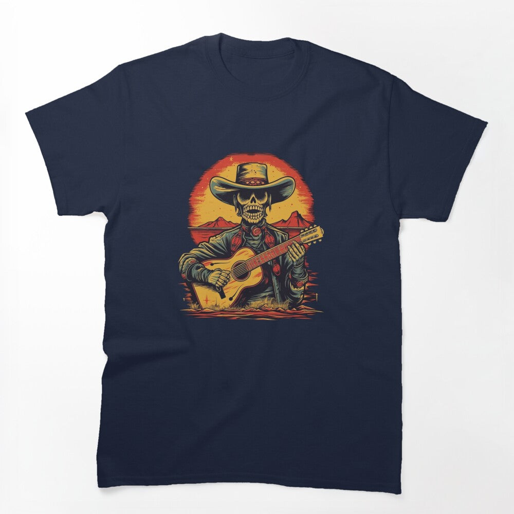 Western Skeleton Cowboy Playing Guitar Shirt