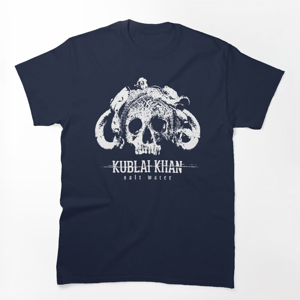 Detailed White Horned Skull Symbol Shirt