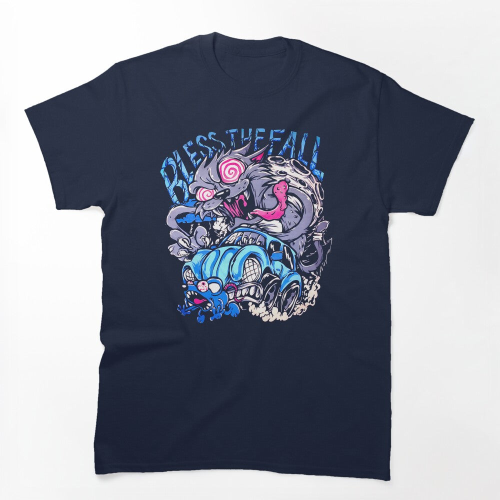Blue Typography Screamo Band Shirt