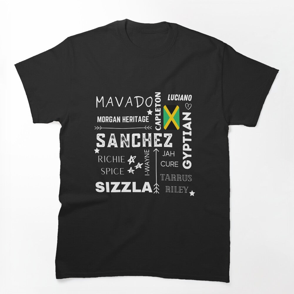 Reggae Artist White Text Design Shirt