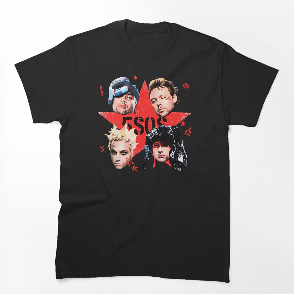 5 Seconds Of Summer Red Star Graphic Shirt