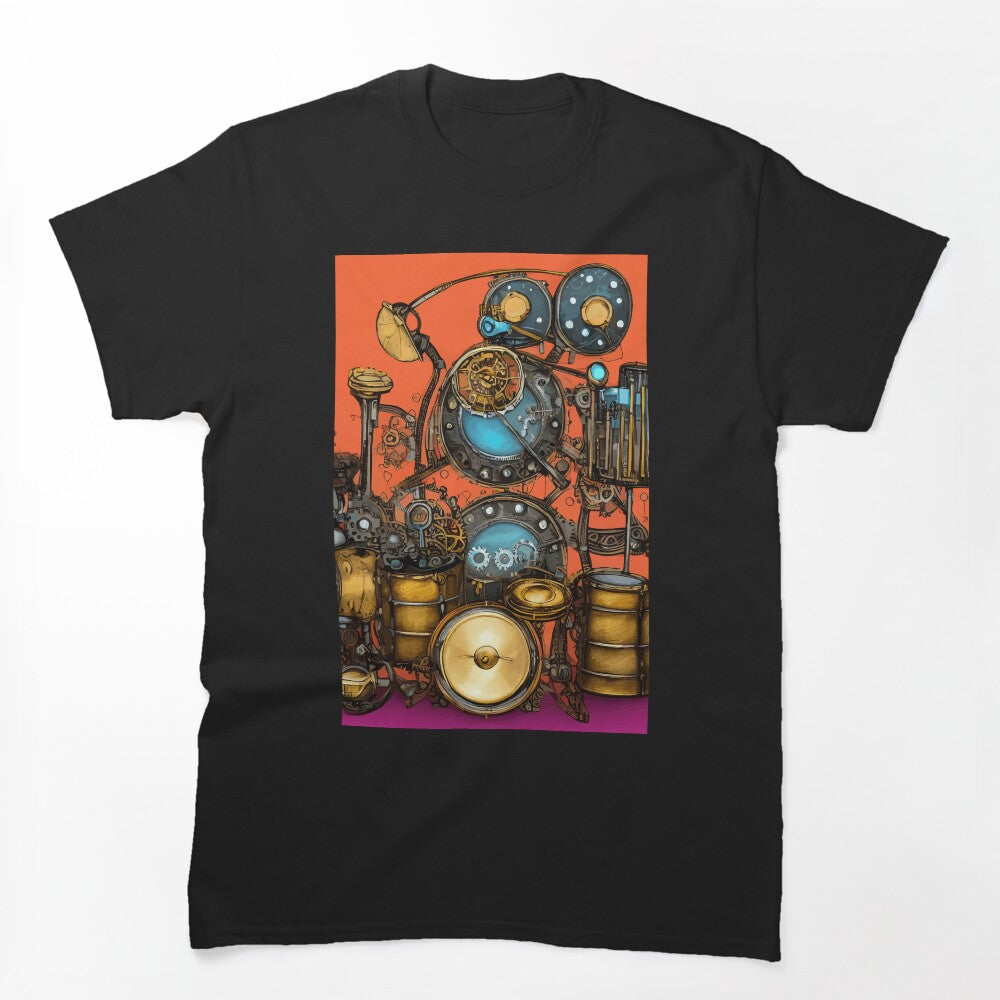 Steampunk Style Abstract Drum Kit Shirt