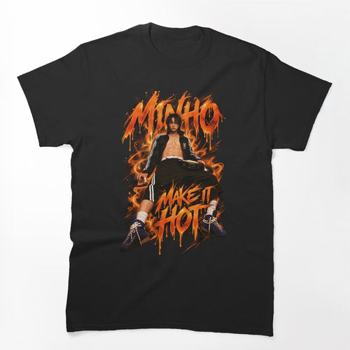 Edgy Y2K Orange Typography Minho Photo Visual Shirt
