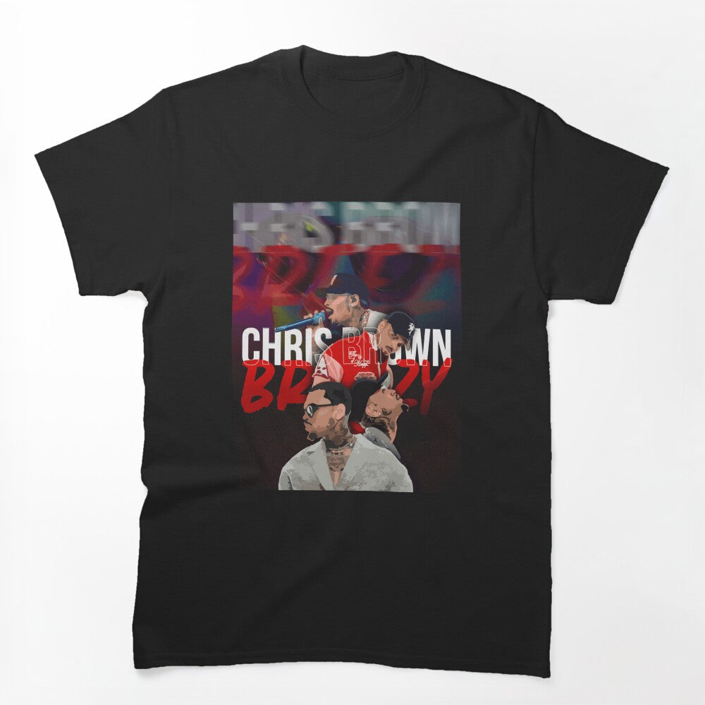 Chris Brown Breezy Portrait Collage Fan Art Design Shirt