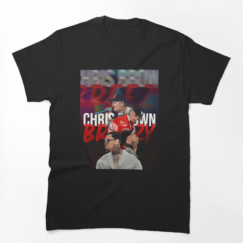 Chris Brown Breezy Portrait Collage Fan Art Design Shirt