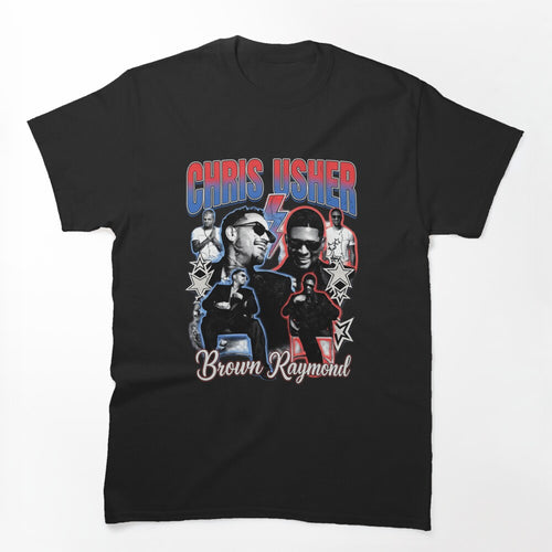 Chris Brown Usher R&B Tour Collage Graphic Design Shirt