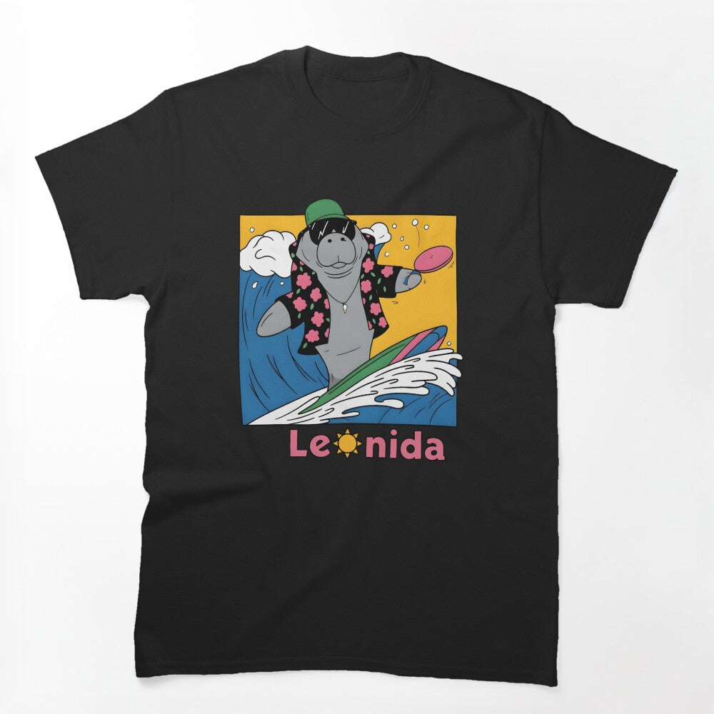 Leonida Surfing Shark Hawaiian Beach Retro Shirt