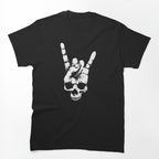 Heavy Metal Skull With Devil Horns Hand Shirt