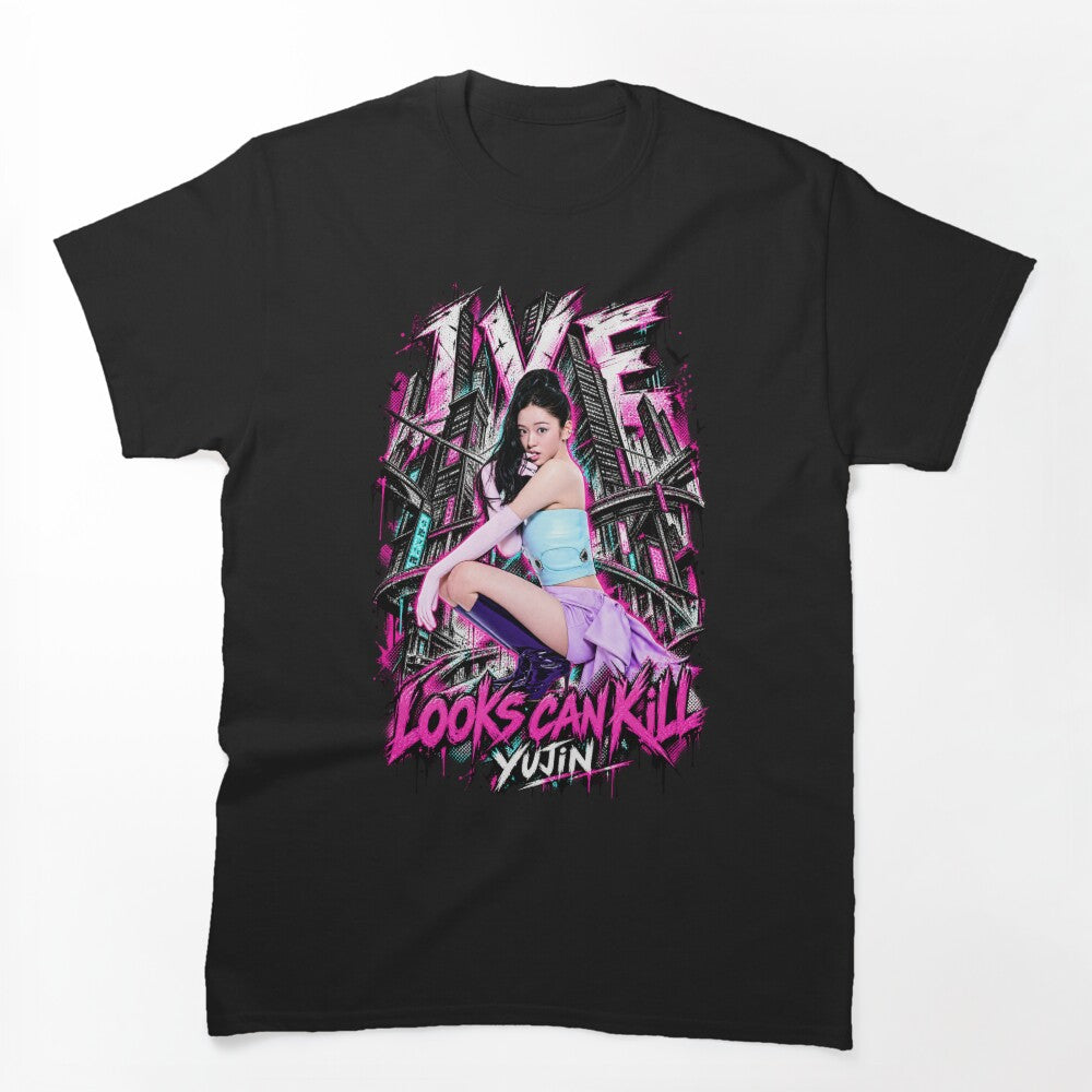 Yujin IVE Looks Can Kill Pink City Graphic Shirt