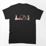 Rose Gold LOVE Scissors Hair Stylist Salon Shirt