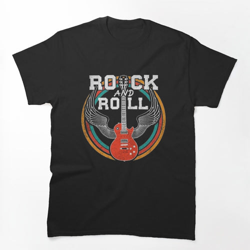 Rock N Roll Skull With Crossed Electric Guitars Vintage Rock Music Shirt