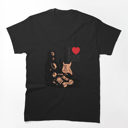 I Love Rock Roll Music Guitar 60th 70th Retro Band Punk Shirt