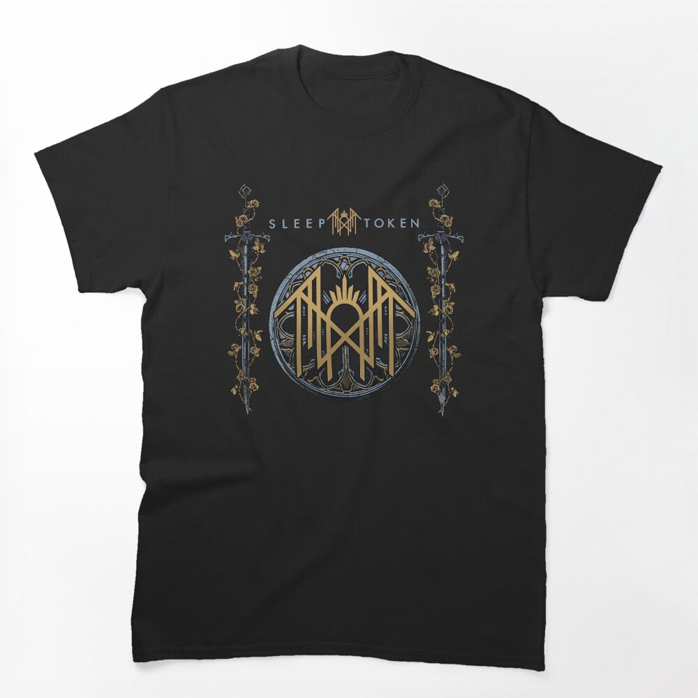 Sleep Retro Token Rune Emblem Gothic Swords Design Shirt