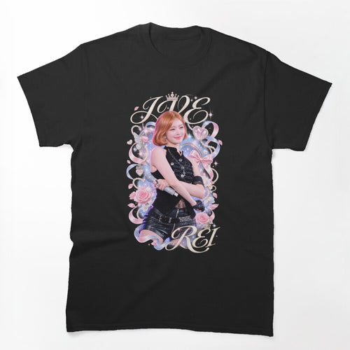 Rei IVE Short Hair Y2K Bootleg Rap Pink Silk Bow Cutie Shirt