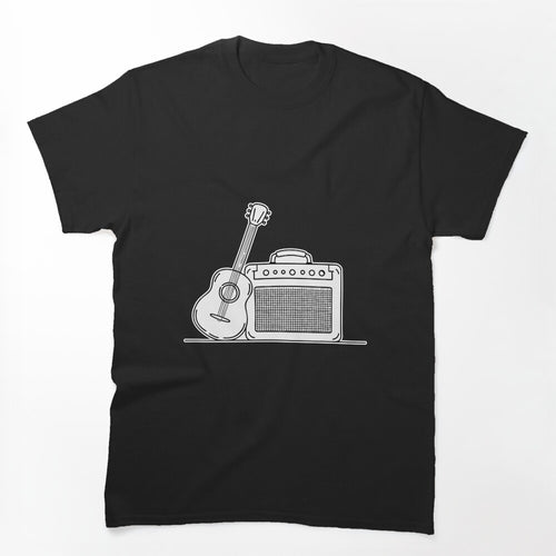 Illustration Of An Amplifier Placed Next To A Guitar Shirt