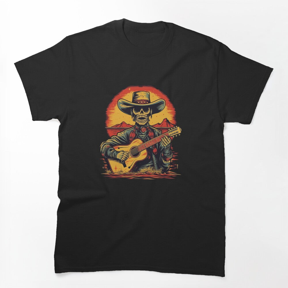 Western Skeleton Cowboy Playing Guitar Shirt