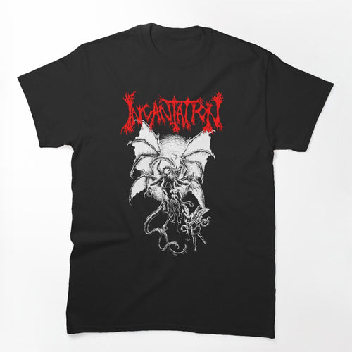 Red Typography Death Metal White Silhouette Shirt