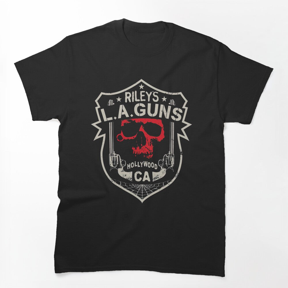 Riley's L A Guns Official Logo Red Skull Shirt