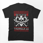 FA LA LA LA VALHALLA LA Bearded Skull Valknut Viking Ugly Christmas Shirt