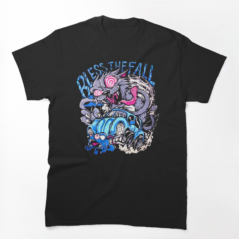 Blue Typography Screamo Band Shirt