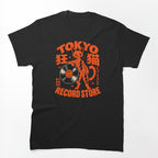 Tokyo Record Store Japanese Cat Vinyl Retro Music Design Shirt