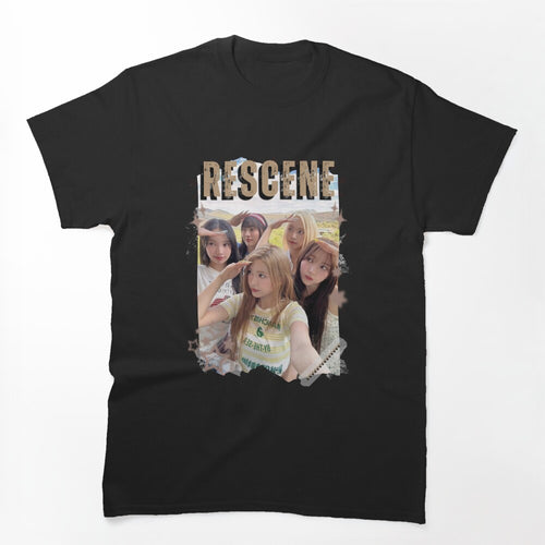 Rescenee Global Vocal KPOP Girl Group Black And White Collage Digital Shirt