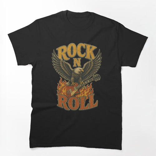 Rock N Roll Eagle Guitar Vintage Rock Music Shirt