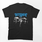 Blue Typography With Silhouette Style Speed Metal Band Shirt