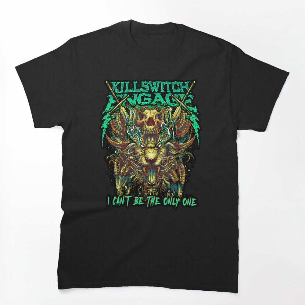 Fierce Lion Skull Monster With Glowing Eyes And Crossed Swords Shirt