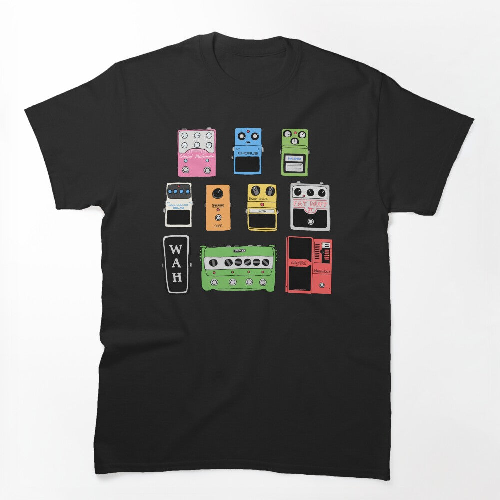 Guitar Pedals Illustration Guitar Player Musician Shirt
