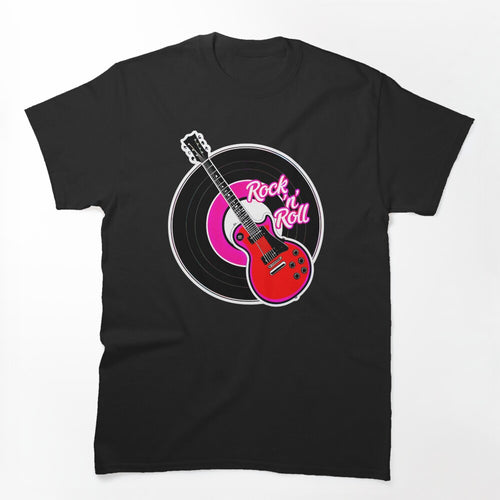 Rock 'n' Roll Lover Vinyl Record And Electric Guitar Logo Shirt
