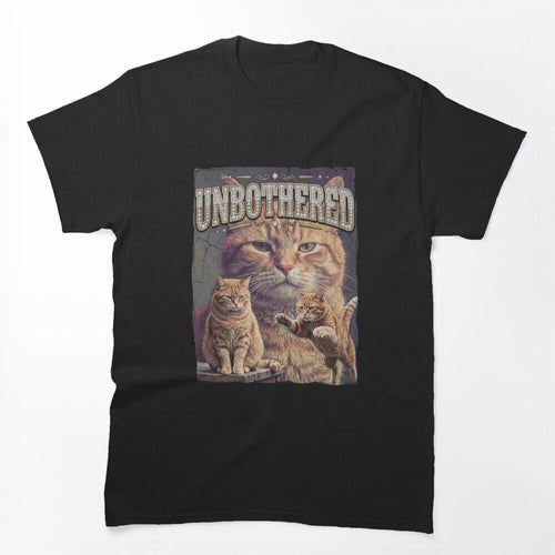 Unbothered Orange Tabby Cat Graphic 90s Bootleg Rap Style Funny Cat Shirt