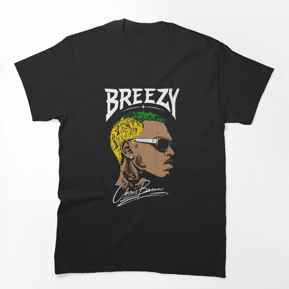Chris Brown Breezy Minimalist Green Graphic Design Shirt