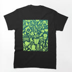 Lime Green On Green Gradient Musical Instrument Collage Shirt