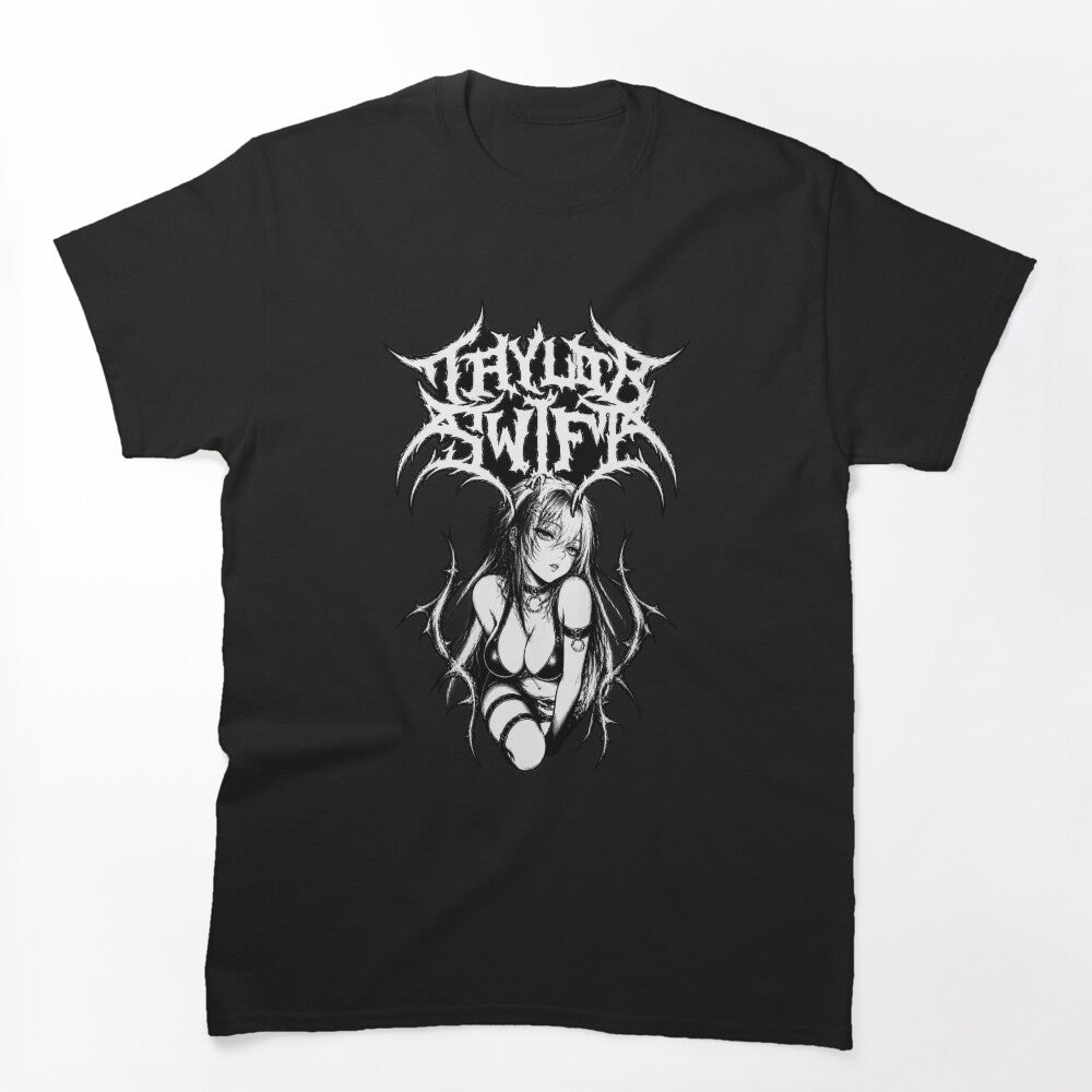 Death Metal Swift Design Featuring Bold Dark Artwork And Edgy Style Shirt